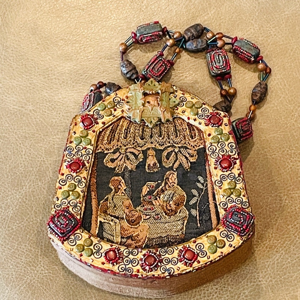 Mary Frances Gold And Multicolor Silk Embroidered & Beaded Shoulder Bag